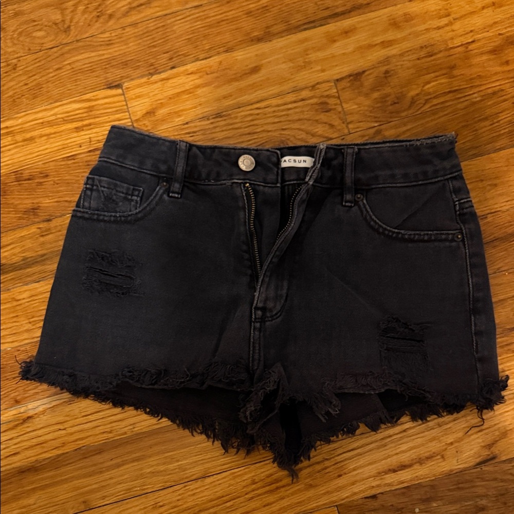 PacSun Dark Denim Frayed Shorts